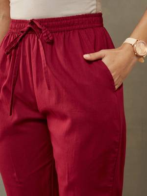women floral embroidered thread work cotton sleek work smart office kurta with trousers & dupatta 7