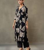 women floral printed cotton smart office kurta with trousers