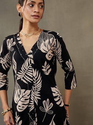 women floral printed cotton smart office kurta with trousers 2