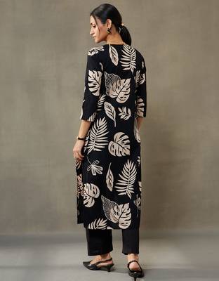 women floral printed cotton smart office kurta with trousers 4