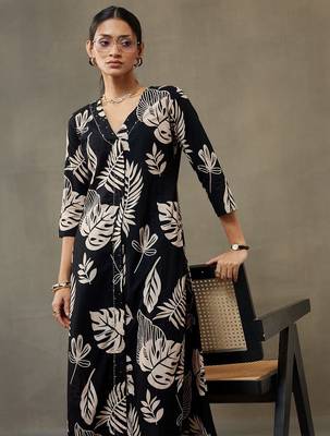 women floral printed cotton smart office kurta with trousers 5