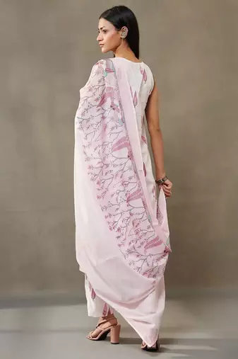 women ethnic motifs printed cotton sleek work smart office kurta with trousers & dupatta