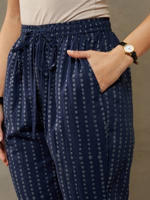women ethnic motifs printed thread work cotton sleek work smart office kurta with trousers & dupatta 6