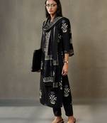 women ethnic motifs printed cotton sleek work smart office kurta with trousers & dupatta