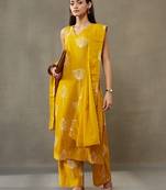 women floral printed cotton structured work kurta with palazzos & dupatta
