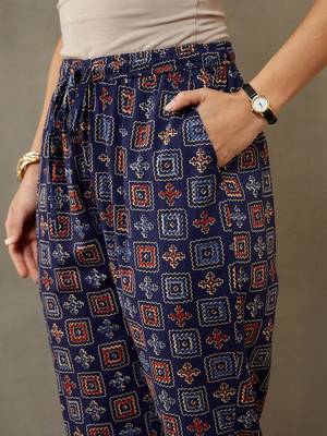 women ethnic motifs printed cotton sleek work smart office kurta with trousers & dupatta 7