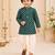 Boy's green rayon striped thigh length kurta and dhoti set