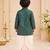Boy's green rayon striped thigh length kurta and dhoti set