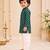 Boy's green rayon striped thigh length kurta and dhoti set