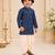 Boy's navy blue rayon striped thigh length kurta and dhoti set