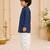 Boy's navy blue rayon striped thigh length kurta and dhoti set