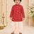 Boy's red rayon striped thigh length kurta and dhoti set