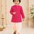 Boy's pink rayon striped thigh length kurta and dhoti set