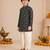 Boy's blue rayon bandhni thigh length kurta and dhoti set