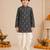 Boy's blue rayon bandhni thigh length kurta and dhoti set