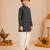 Boy's blue rayon bandhni thigh length kurta and dhoti set
