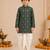 Boy's dark green rayon bandhni thigh length kurta and dhoti set