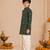 Boy's dark green rayon bandhni thigh length kurta and dhoti set