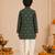 Boy's dark green rayon bandhni thigh length kurta and dhoti set