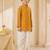 Boy's mustard rayon bandhni thigh length kurta and dhoti set