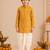 Boy's mustard rayon striped thigh length kurta and dhoti set