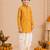 Boy's mustard rayon striped thigh length kurta and dhoti set