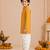 Boy's mustard rayon striped thigh length kurta and dhoti set