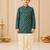Boy's green rayon striped thigh length kurta and dhoti set