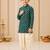 Boy's green rayon striped thigh length kurta and dhoti set