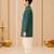 Boy's green rayon striped thigh length kurta and dhoti set