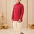 Boy's red rayon striped thigh length kurta and dhoti set