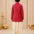 Boy's red rayon striped thigh length kurta and dhoti set