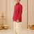 Boy's red rayon striped thigh length kurta and dhoti set