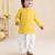 Boy's yellow cotton striped thigh length kurta and dhoti set