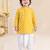 Boy's yellow cotton striped thigh length kurta and dhoti set