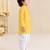 Boy's yellow cotton striped thigh length kurta and dhoti set