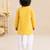 Boy's yellow cotton striped thigh length kurta and dhoti set