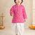 Boy's pink cotton striped thigh length kurta and dhoti set