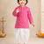Boy's pink cotton striped thigh length kurta and dhoti set