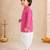 Boy's pink cotton striped thigh length kurta and dhoti set
