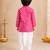 Boy's pink cotton striped thigh length kurta and dhoti set