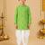 Boy's green cotton bandhni thigh length kurta and dhoti set
