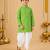 Boy's green cotton bandhni thigh length kurta and dhoti set