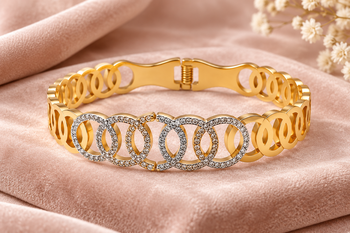 Gold-toned crystal studded circle link kada bracelet 1