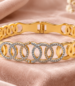 Gold-toned crystal studded circle link kada bracelet