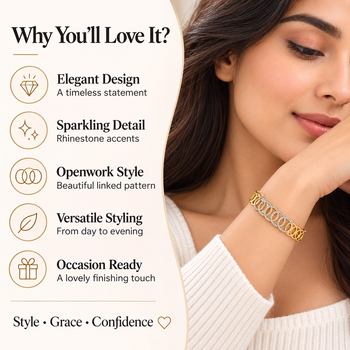 Gold-toned crystal studded circle link kada bracelet 2