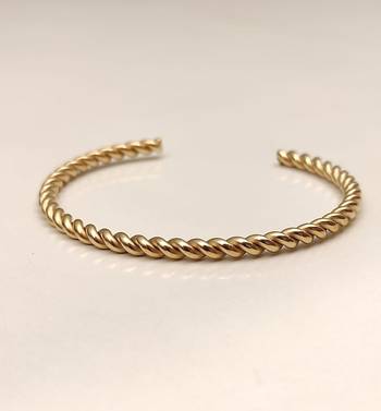 Gold twisted rope cuff bracelet for women, open bangle 4