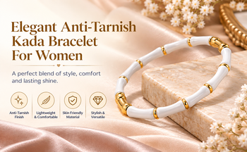 White & gold bamboo-style bracelet with magnetic clasp 5