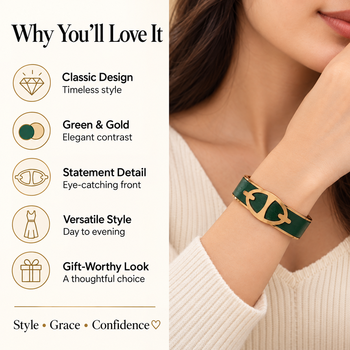 Green leather cuff bracelet with gold-tone anchor motif 1