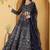 Dark Blue Double Net Hand Embroidered Lehenga Set